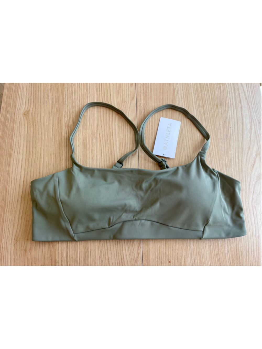 Athleta Invigorate Bra Women XL Olive Green Light Impact Sports Bra NWT